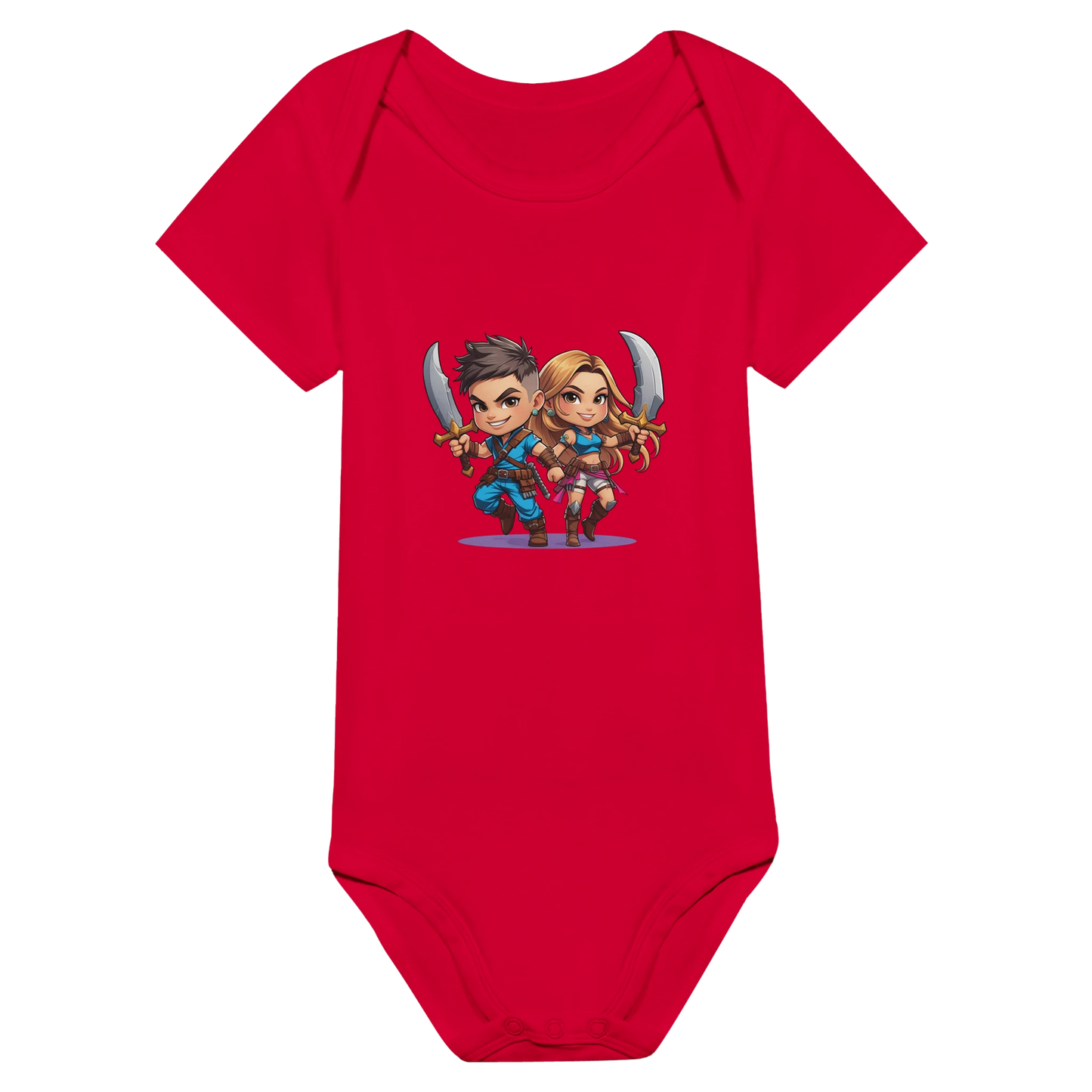Rogue Duo baby bodysuit in featuring gaming-inspired Snack Thief design for toddlers