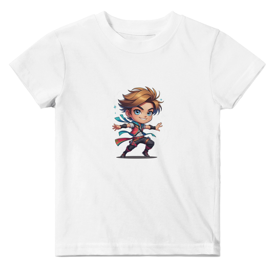 Baby wearing a black t-shirt with bold white fantasy-style lettering that reads “Level 1 Rogue.” Ideal for tabletop RPG fans and Dungeons & Dragons families.