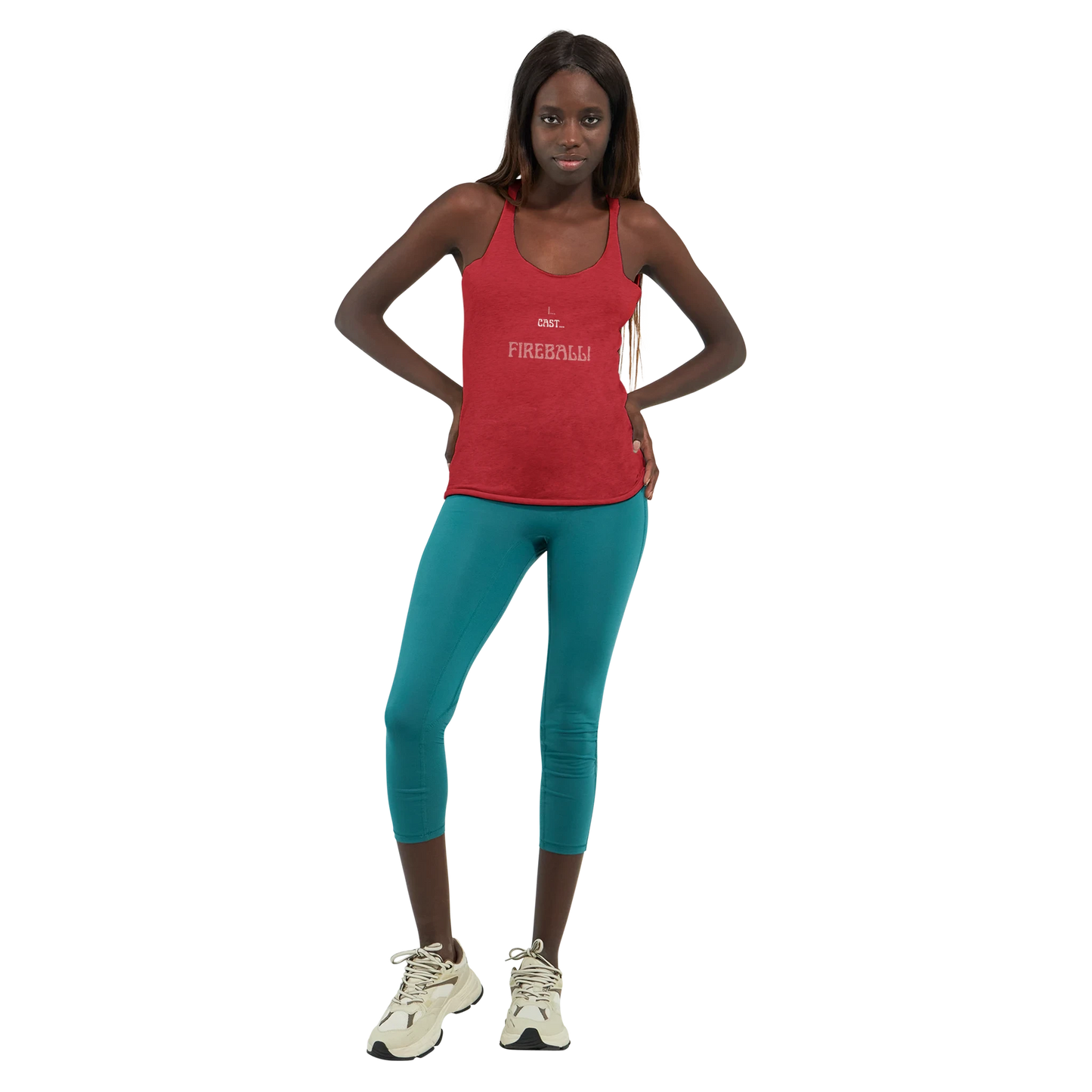 Comfortable tank top featuring 'Big Spell Energy - 7th LvL Fireball' text design, perfect for tabletop RPG players and fantasy gaming enthusiasts.
